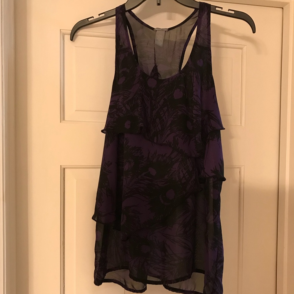 Purple ruffle razor back tank
